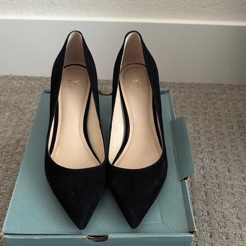 Marc Fisher Zala Black Suede Block Heels